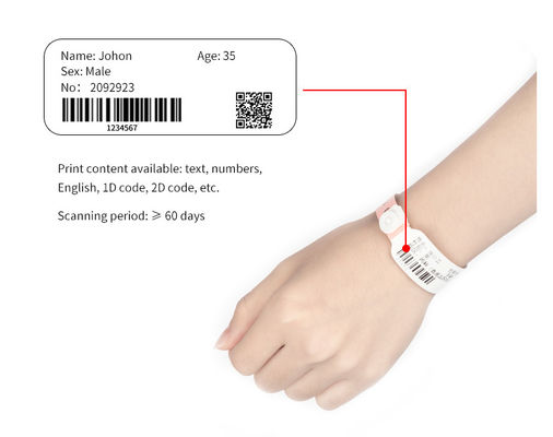 Печать логотипа ПВХ больничный медицинский браслет, RFID NFC тег браслет одноразовый
